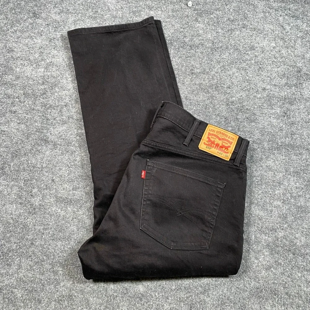 Levis 559 Relaxed Straight Jeans Mens 40x30 Black Denim Pants 00559-0239